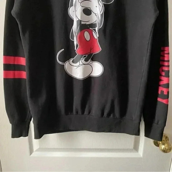 Disney Mickey Mouse Hoodie Sweatshirt Fleece Pullover Black Red Size Medium - Picture 6 of 14